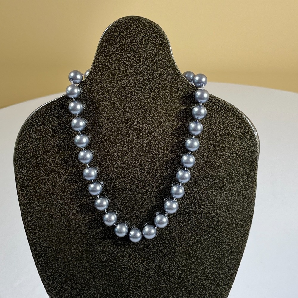 Vintage Gray ImmitatioPearl Strand Necklace Coquette Whimsygoth Bead 16